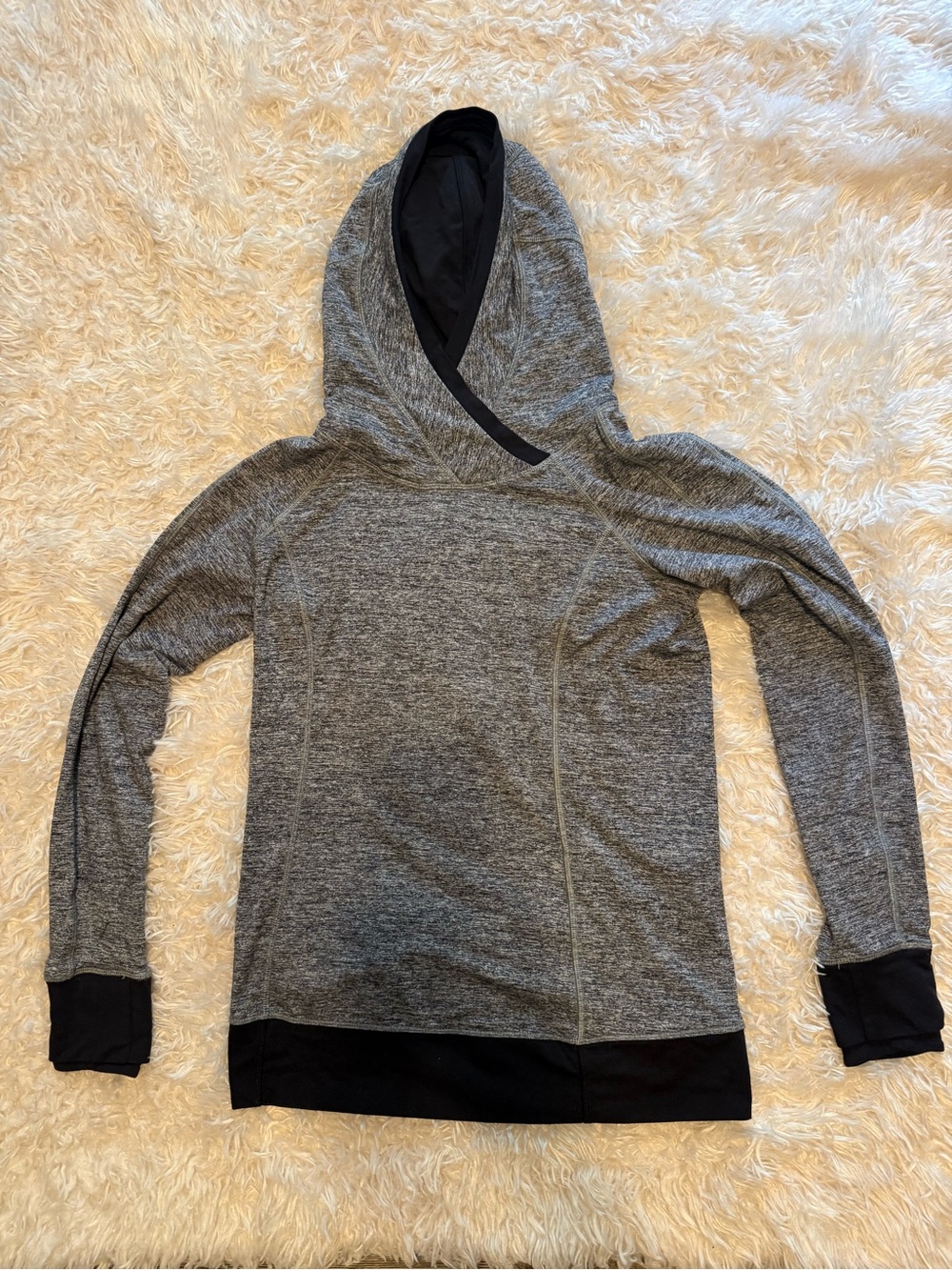 LuluLemon Gray Hooded Pullover with Black Trim M